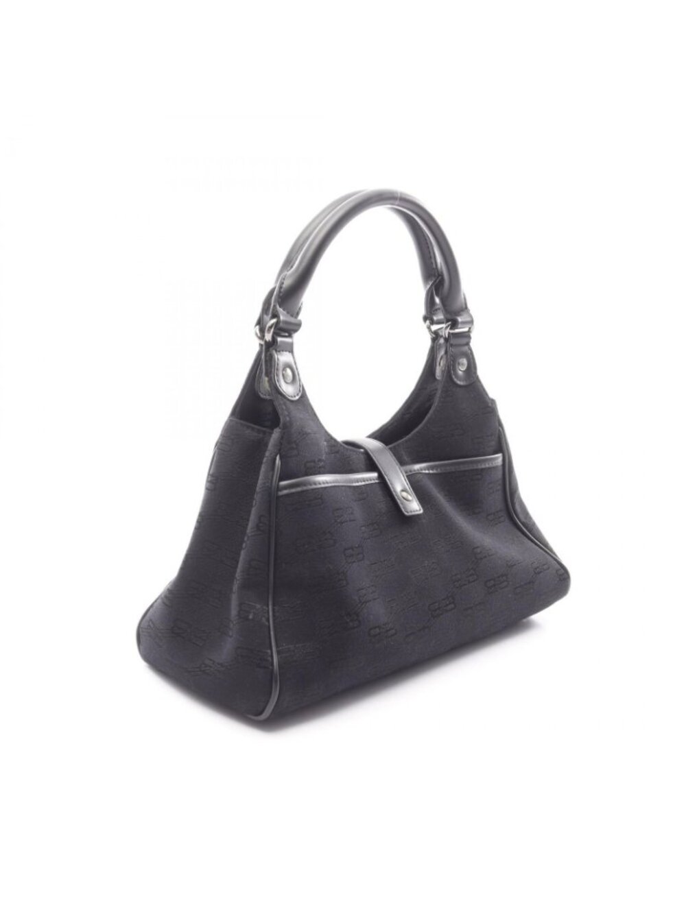 Balenciaga Handbag BB Monogram Black Canvas Leather - Picture 2 of 6